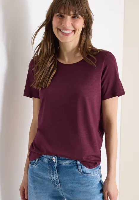Basic Shirt met ronde hals sweet grape red