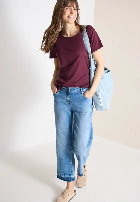 Basic Shirt met ronde hals sweet grape red