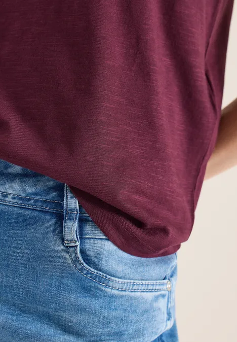 Basic Shirt met ronde hals sweet grape red