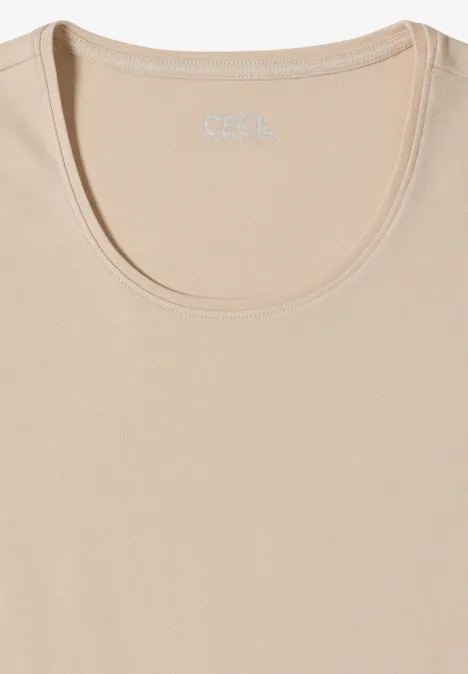 Basic shirt met lange mouwen en ronde hals pearl beige Schlichtes ärmelloses Top in beigem Farbton mit rundem Ausschnitt.