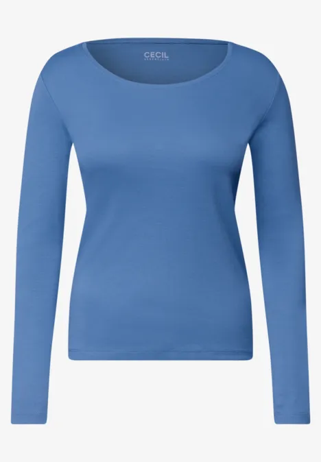 T-shirt basique à manches longues et col rond north blue Schlichtes, langärmeliges, blaues Damen-Shirt mit Rundhalsausschnitt.