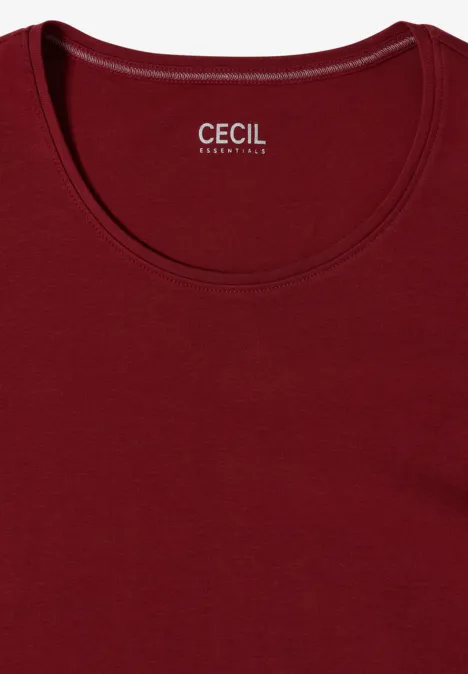 Basic Langarm Shirt mit Rundhals russet red Ärmelloses rotes Top mit Rundhalsausschnitt und kleinem ‚CECIL‘-Logo im Nacken.