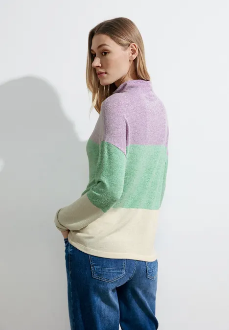 Shirt mit Blockstreifen celery green melange