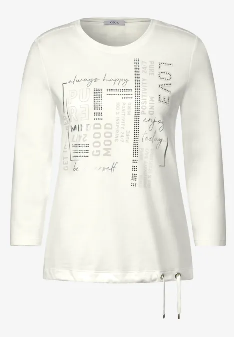 Shirt mit Wording Print vanilla white