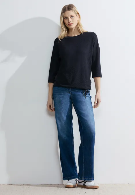 Shirt met structuurmix universal blue