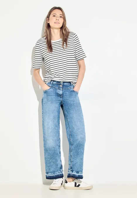 Flammgarn Streifenshirt vanilla white