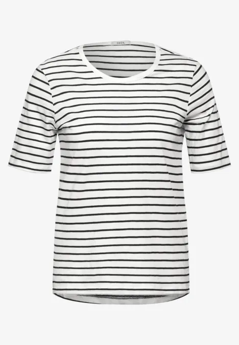 Flammgarn Streifenshirt vanilla white