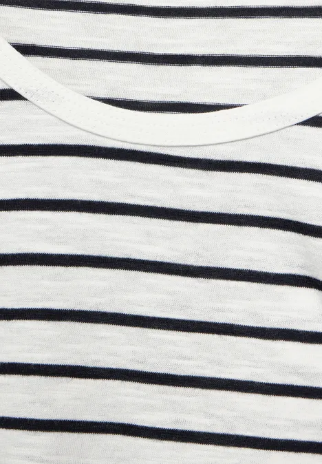 Flammgarn Streifenshirt vanilla white
