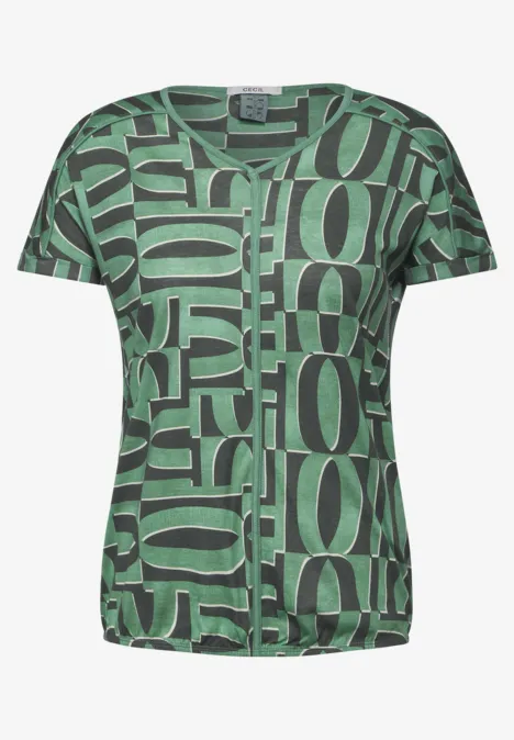 T-shirt tunique imprimé raw salvia green