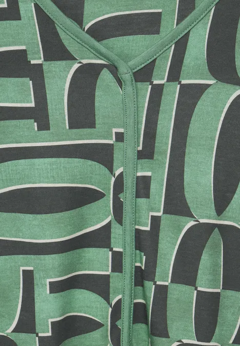 T-shirt tunique imprimé raw salvia green