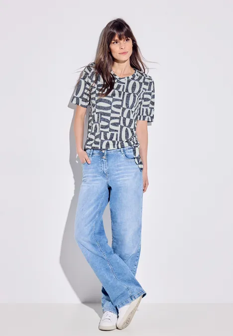 Burn Out Print T-Shirt universal blue