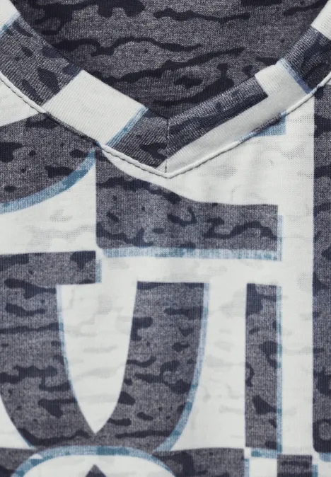 Burn Out Print T-Shirt universal blue