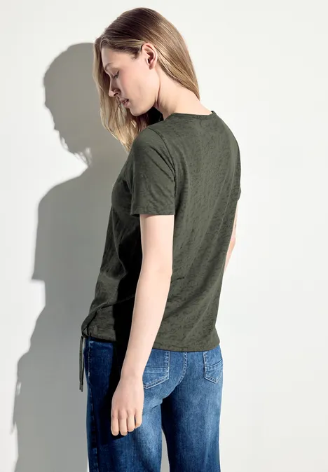 Burn Out T-Shirt mit Print cool khaki