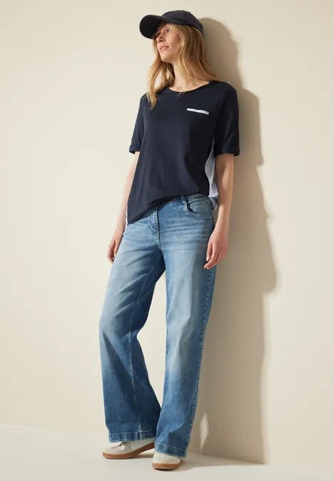 Materialmix T-Shirt universal blue