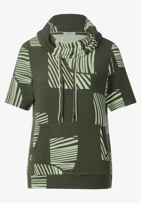 T-Shirt mit Volumenkragen cool khaki