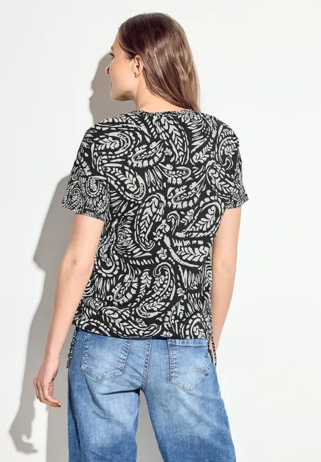 Paisley Print T-Shirt Black