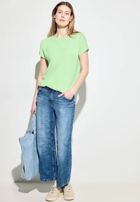 T-Shirt mit Knopfdetail matcha lime