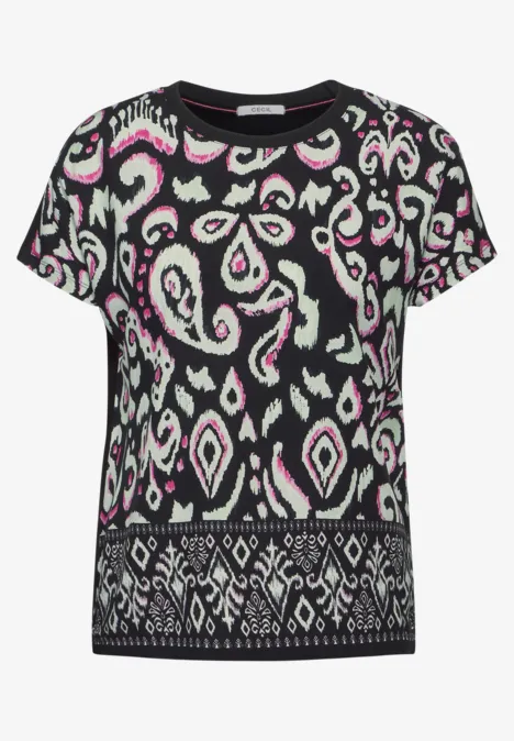 T-Shirt mit Materialmix Black