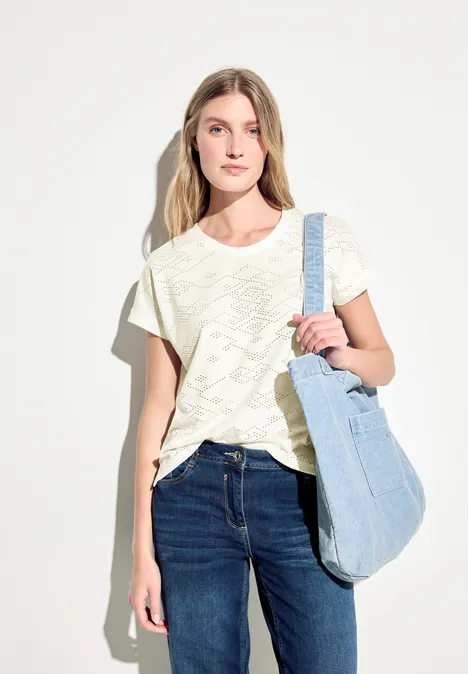 Ajour T-Shirt vanilla white