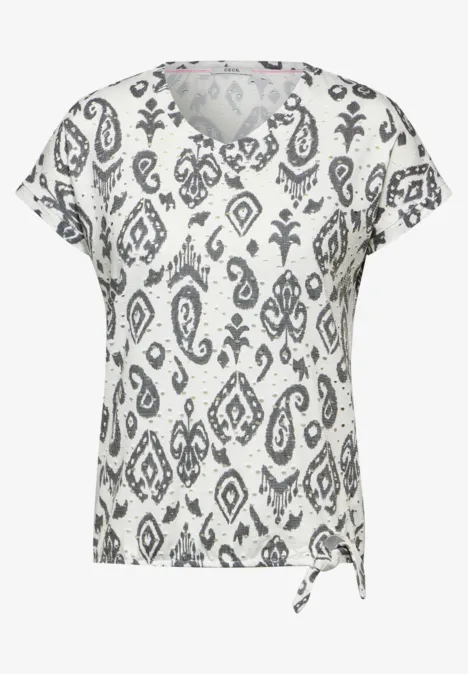 T-shirt ajouré à imprimé vanilla white