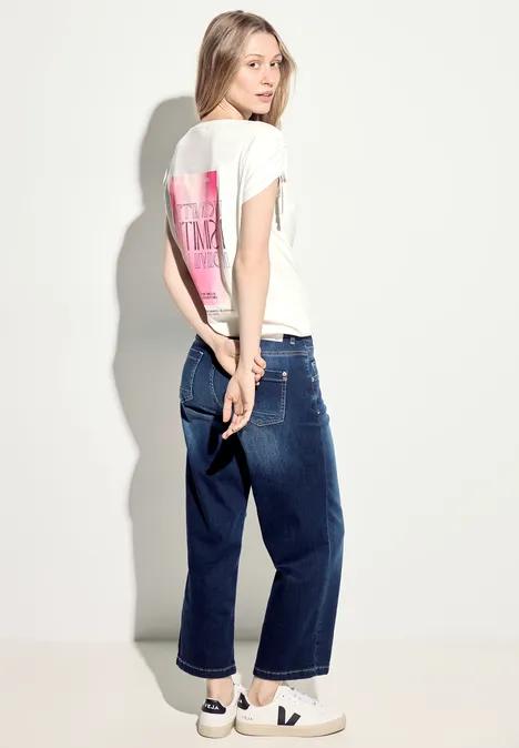 T-Shirt mit Raffung vanilla white