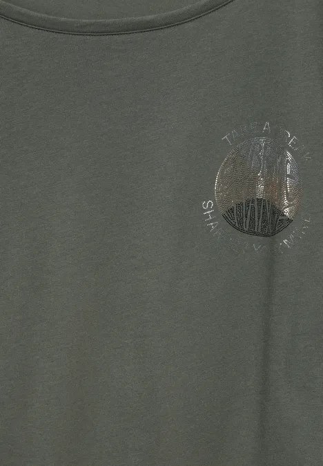 T-Shirt mit Raffung cool khaki
