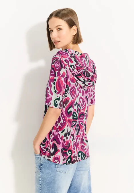 T-shirt à capuche avec imprimé bloomy pink