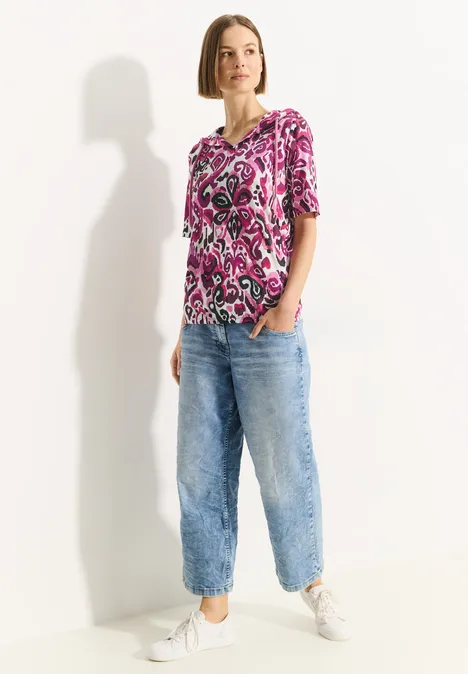 T-shirt à capuche avec imprimé bloomy pink