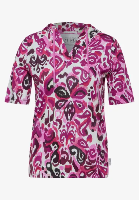 T-shirt à capuche avec imprimé bloomy pink