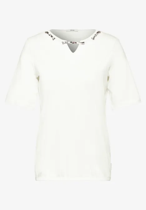 T-Shirt mit Print Detail vanilla white