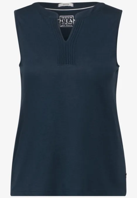Top mit Deko Element dark petrol blue