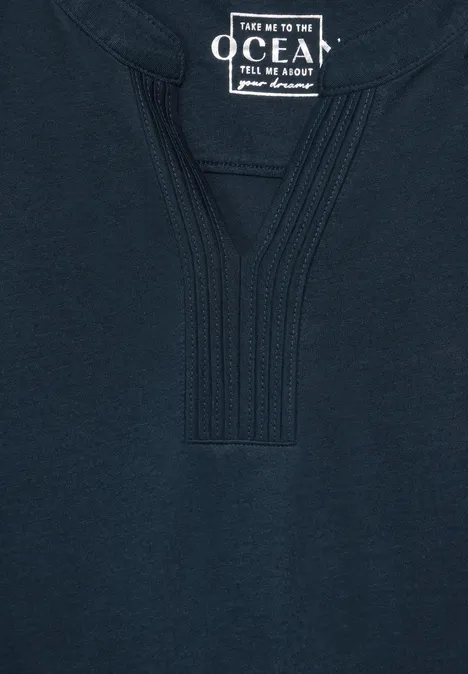 Top mit Deko Element dark petrol blue