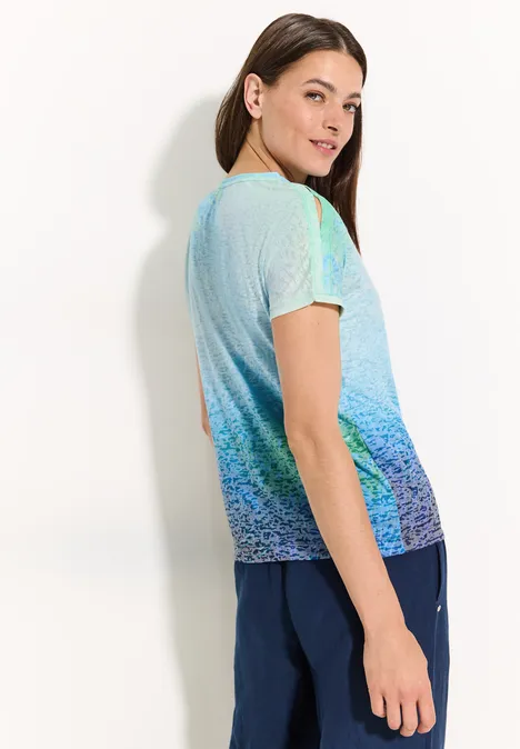 Burn-Out Batik T-Shirt dark petrol blue
