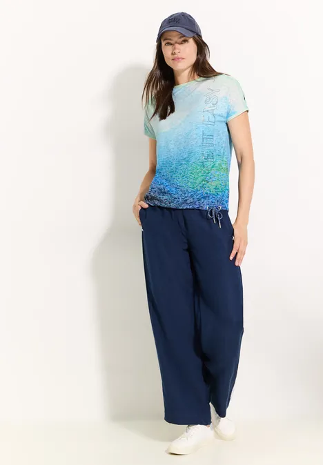 Burn-Out Batik T-Shirt dark petrol blue