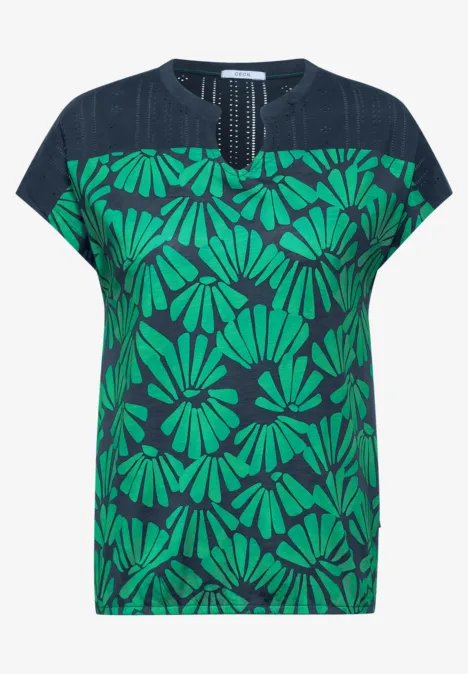 Ajour T-Shirt mit Print fresh apple green