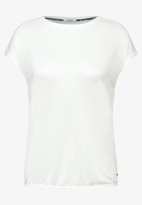 T-Shirt mit Spitzendetail vanilla white
