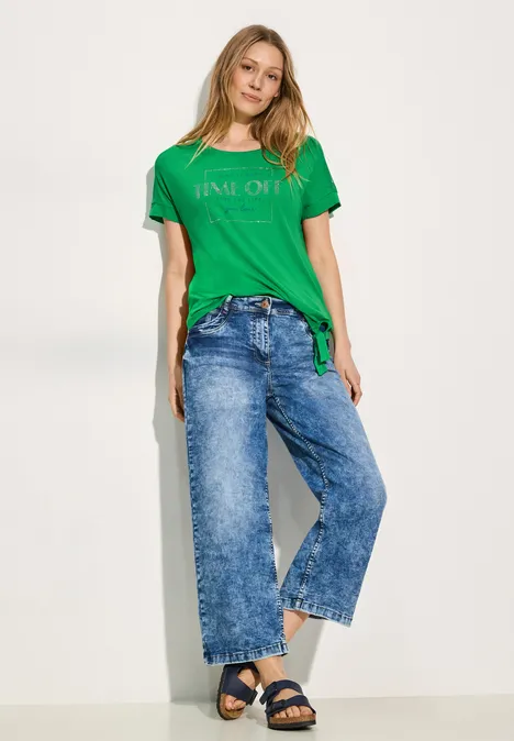 T-Shirt mit Steinchen fresh apple green
