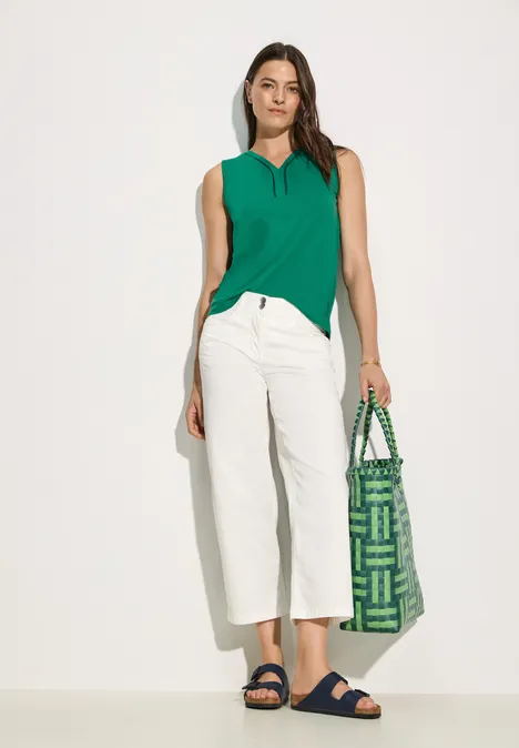 Top mit Paspelband malachite green