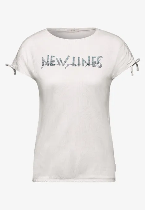 T-Shirt mit Burn-Out Muster vanilla white