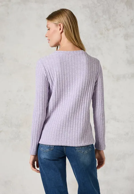 Shirt mit Rippenstruktur wild lilac melange