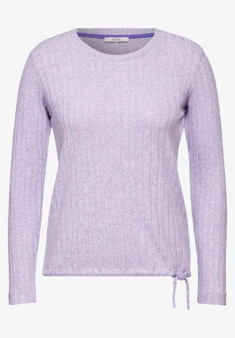 Shirt mit Rippenstruktur wild lilac melange