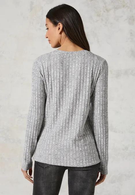 Shirt mit Rippenstruktur flint grey melange