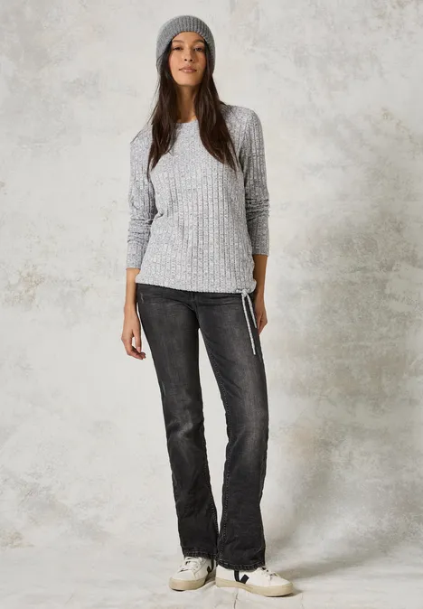 Shirt mit Rippenstruktur flint grey melange