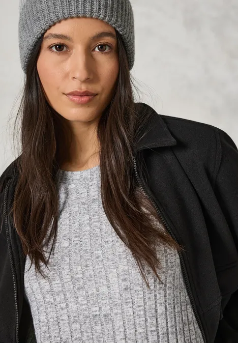 Shirt mit Rippenstruktur flint grey melange