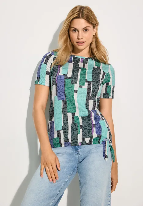 Shirt im Burn-Out-Look fir green