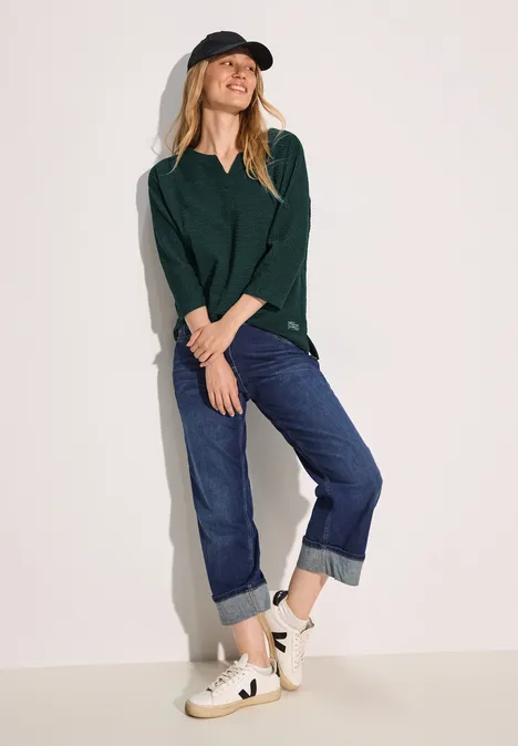 Jaquard-Struktur-Shirt fir green