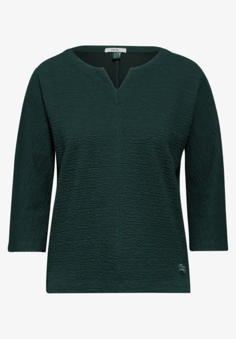 Jaquard-Struktur-Shirt fir green