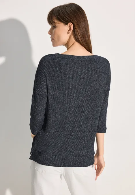 Geripptes T-Shirt universal blue melange