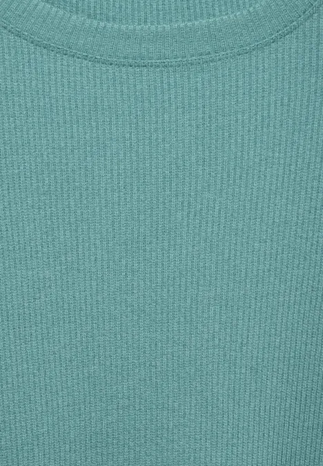 Geripptes T-Shirt adriatic green melange