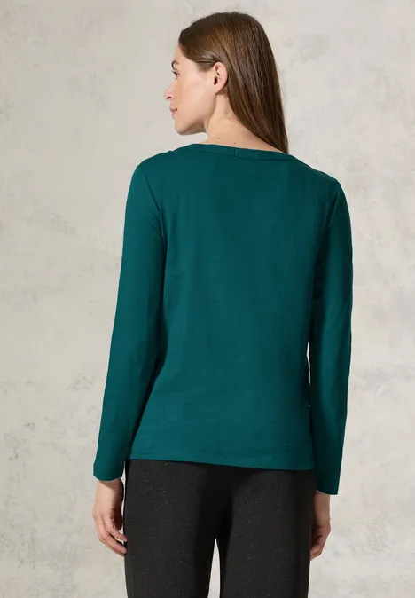 Shirt mit U-Boot-Ausschnitt petrol green